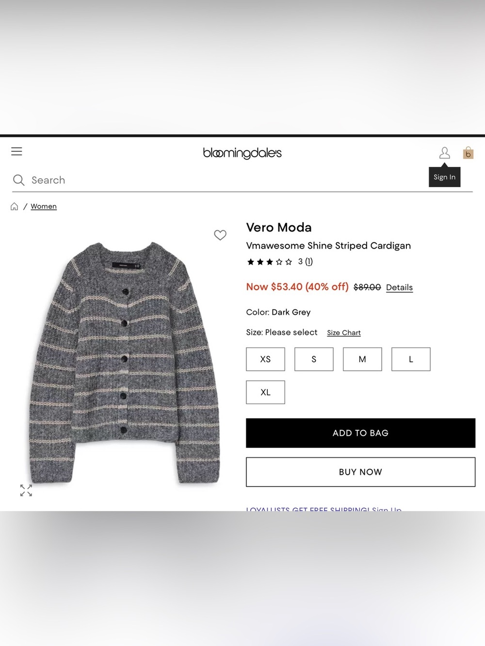 Vero Moda Dark Grey and Cream Striped Shine Cardigan